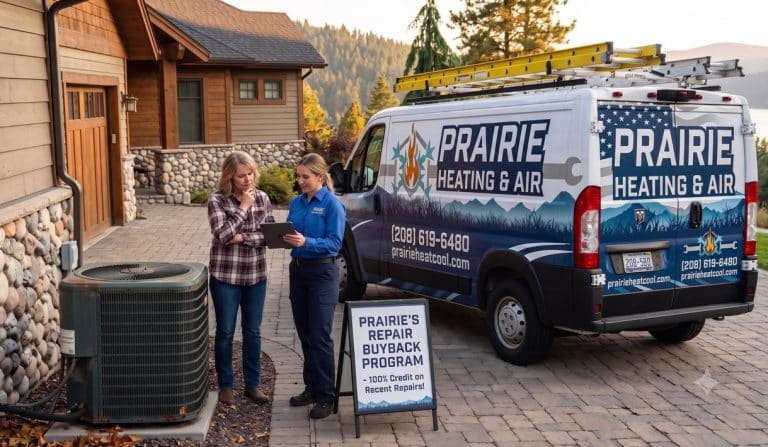 Hvac Tech Talking With Homeonwer In Coeur Dalene About Repair Buyback Program